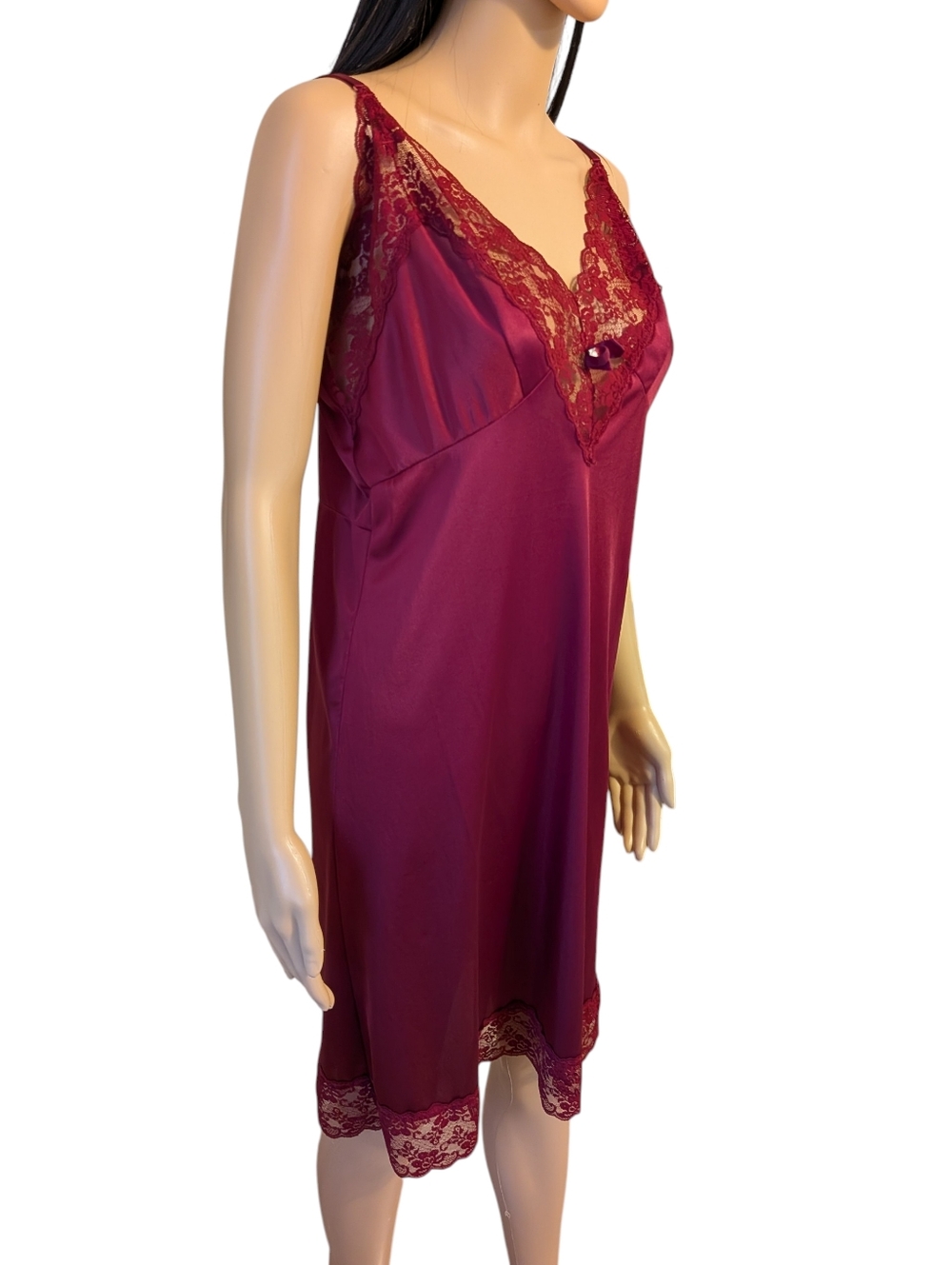 Vintage Slip Burgundy Women's Size 38 - Picture 2 of 11